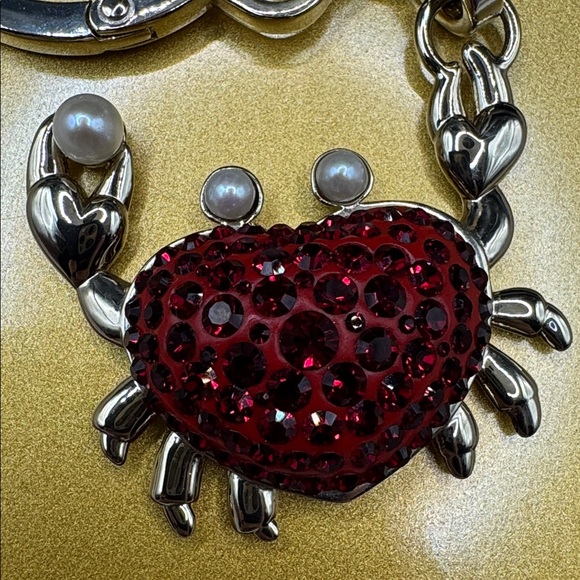 Kate Spade Pinch Me Faux Pearl Crab Keychain Bag Charm - Picture 3 of 6